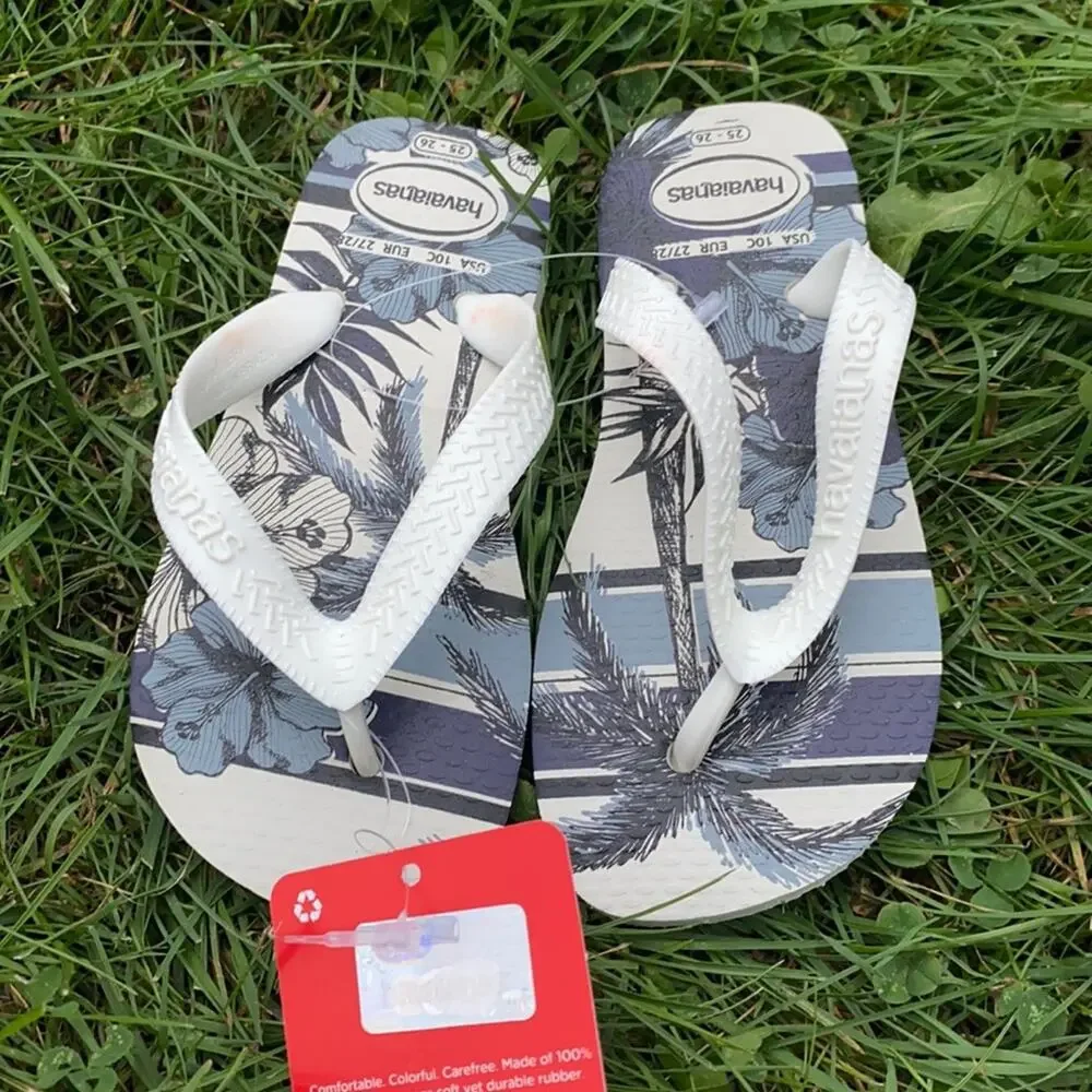 NWT Havaianas Toddler Aloha Tropical Print Flip-Flop Sandals (Size 10C)